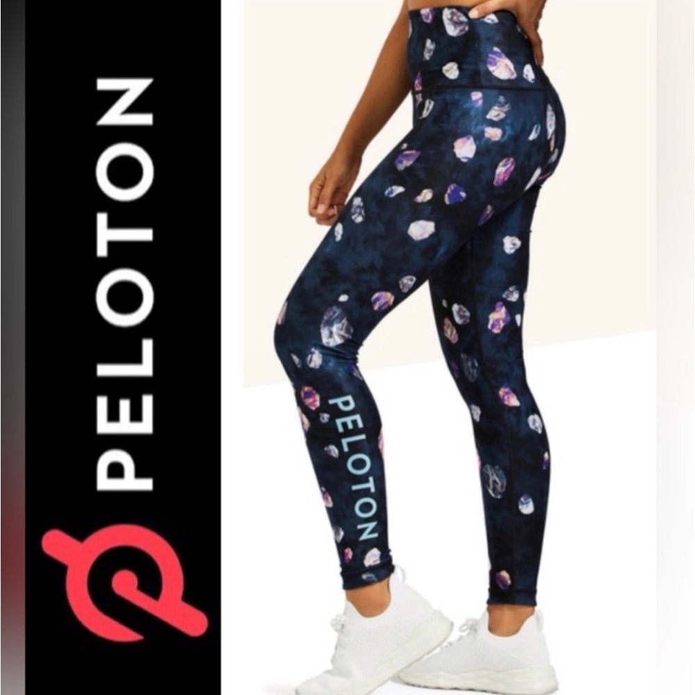 EUC PELOTON WITH/Peloton Asteroid High Waist Legging in asteroid navy print